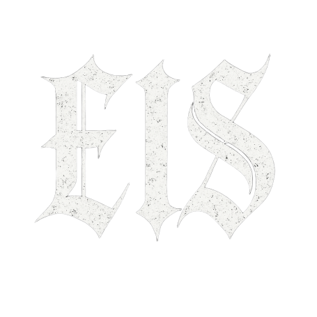 Texte stylisé "EIS" avec des motifs décoratifs.